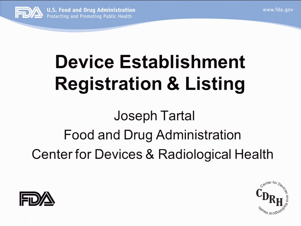Device Establishment Registration and Listing